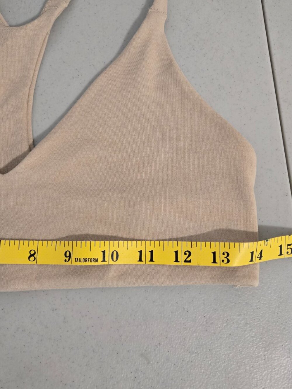 Athleta Medium V-Neck Racerback Sports Bra A-C Ecru Beige Yoga Workout Wireless - Picture 5 of 5